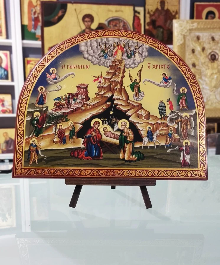 The Birth of Christ - Wooden Lithography Image with Gold Background — additional product image 4 from Christianity Art