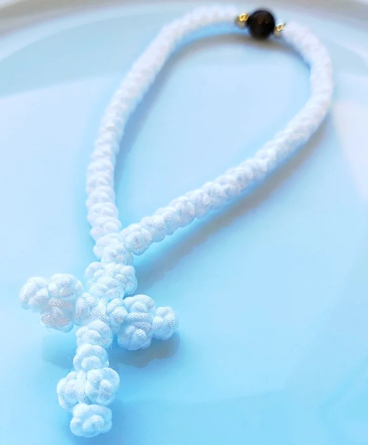 Athonite Waxed Prayer Rope with 50 Knots, Braided Cross & Beads – Available in 4 Colours — additional product image 5 from Christianity Art