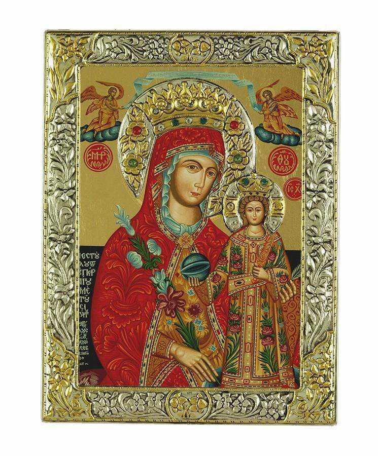 Virgin Mary of Rhodes - Silver image in wood, locally gilded - Mount Athos — additional product image 9 from Christianity Art