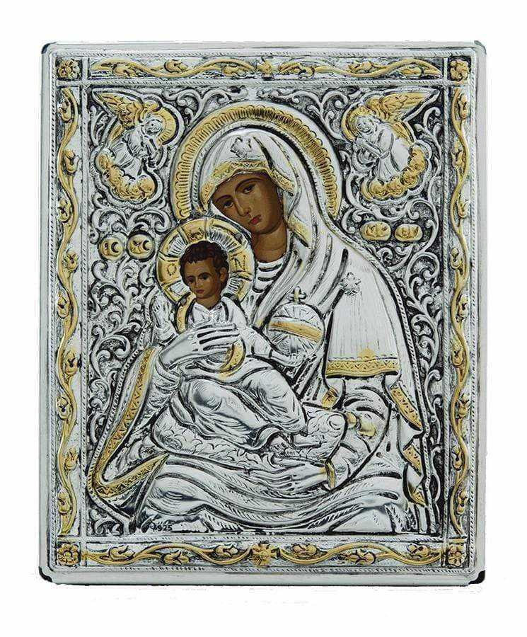 Virgin Mary Babykrateusa - Silver image in wood, locally gilded - Mount Athos — additional product image 5 from Christianity Art