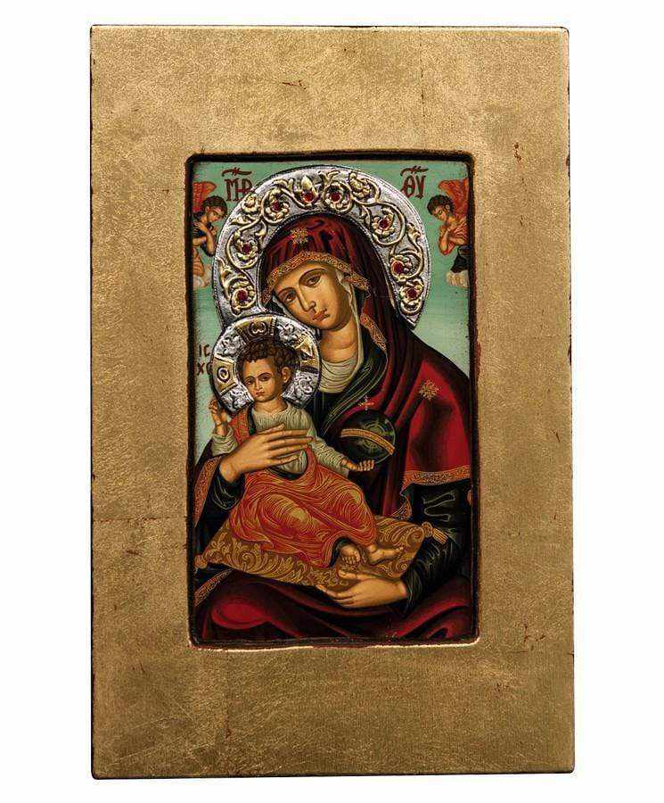 Virgin Mary Babykrateusa - Old wooden image with silver halo locally gilded - Mount Athos — additional product image 8 from Christianity Art