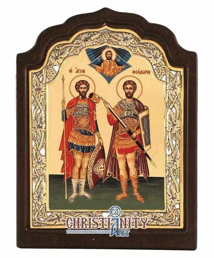 Saints Theodori - Silver icon on wood, locally gilded - Mount Athos