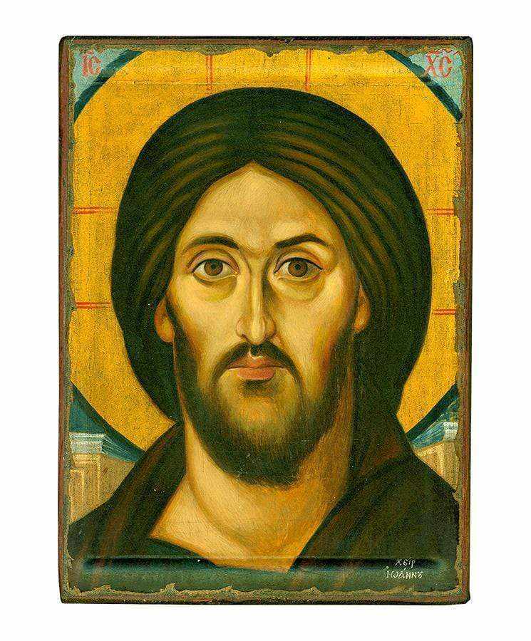 Christ Almighty of Sinai - 100% handmade wooden image on canvas with golden background - Mount Athos — additional product image 4 from Christianity Art