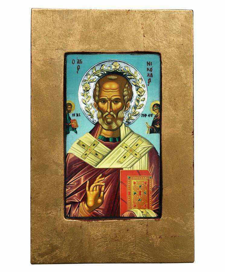 Saint Nikolaos - Aged wooden icon with a silver halo locally gilded - Mount Athos — additional product image 9 from Christianity Art