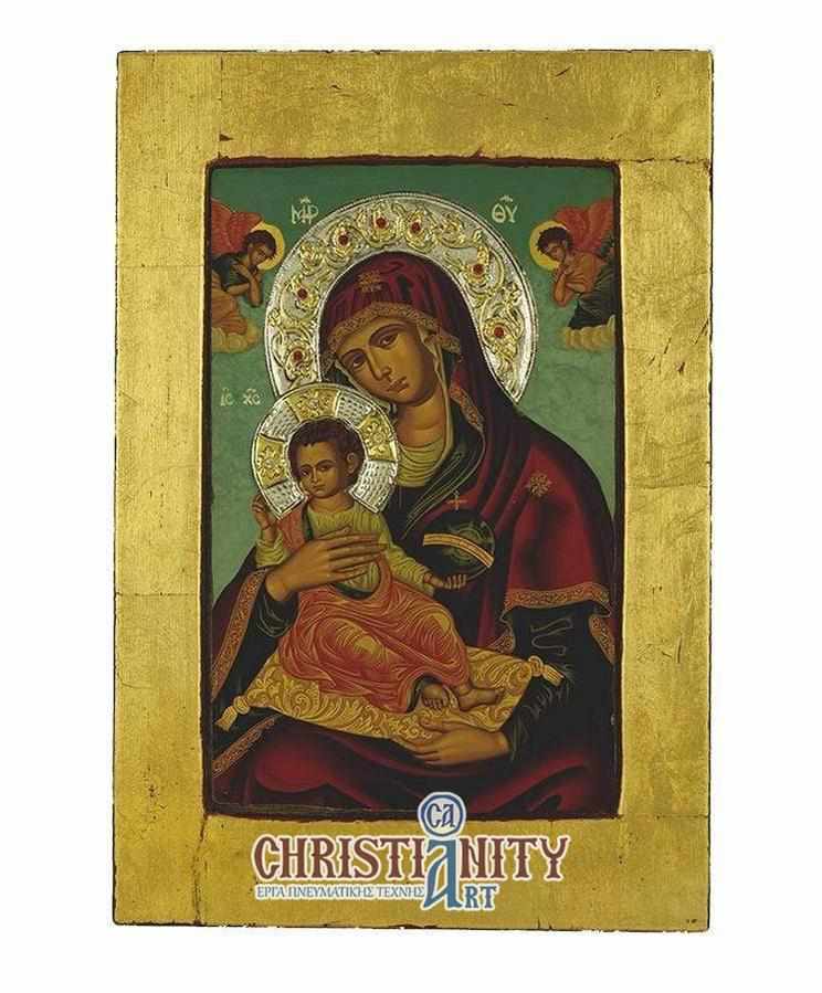 Virgin Mary Babykrateusa - Old wooden image with silver halo locally gilded - Mount Athos — additional product image 4 from Christianity Art