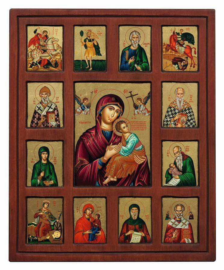 Virgin Mary of Passion - Engraved wooden image made on canvas - Mount Athos — additional product image 4 from Christianity Art
