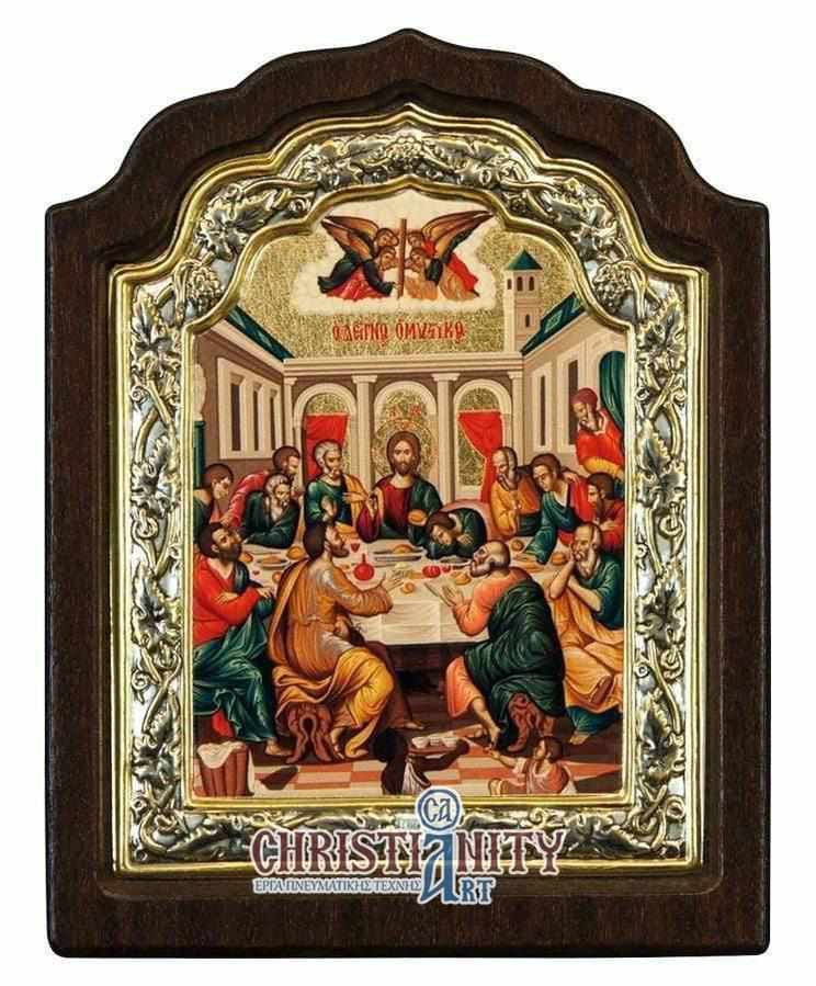 The Secret Dinner - Silver image on wood, locally gilded - Mount Athos