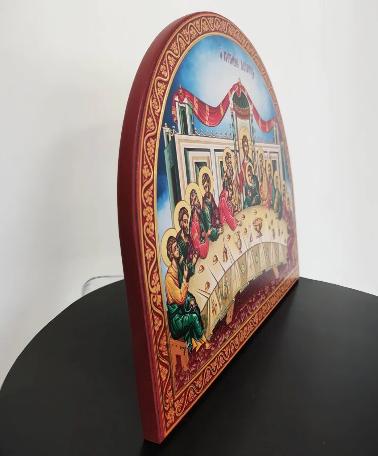 The Secret Dinner - Wooden image on Camvas with polished gold background — additional product image 3 from Christianity Art