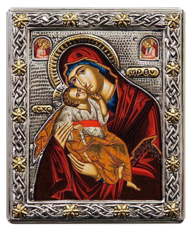 Virgin Mary Glykilisousa - Silver image on wood, locally gilded - Mount Athos — additional product image 6 from Christianity Art