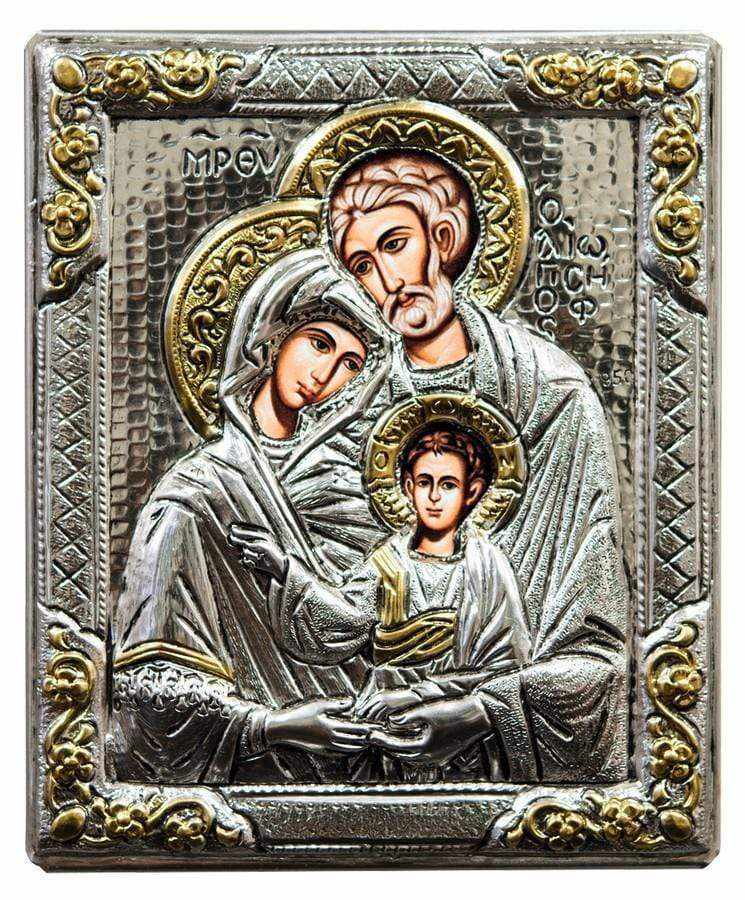 The Holy Family - Silver icon on wood, locally gilded - Mount Athos — additional product image 7 from Christianity Art