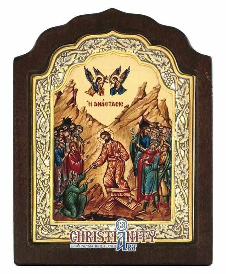 The Resurrection of Christ - Silver image on wood, locally gilded - Mount Athos