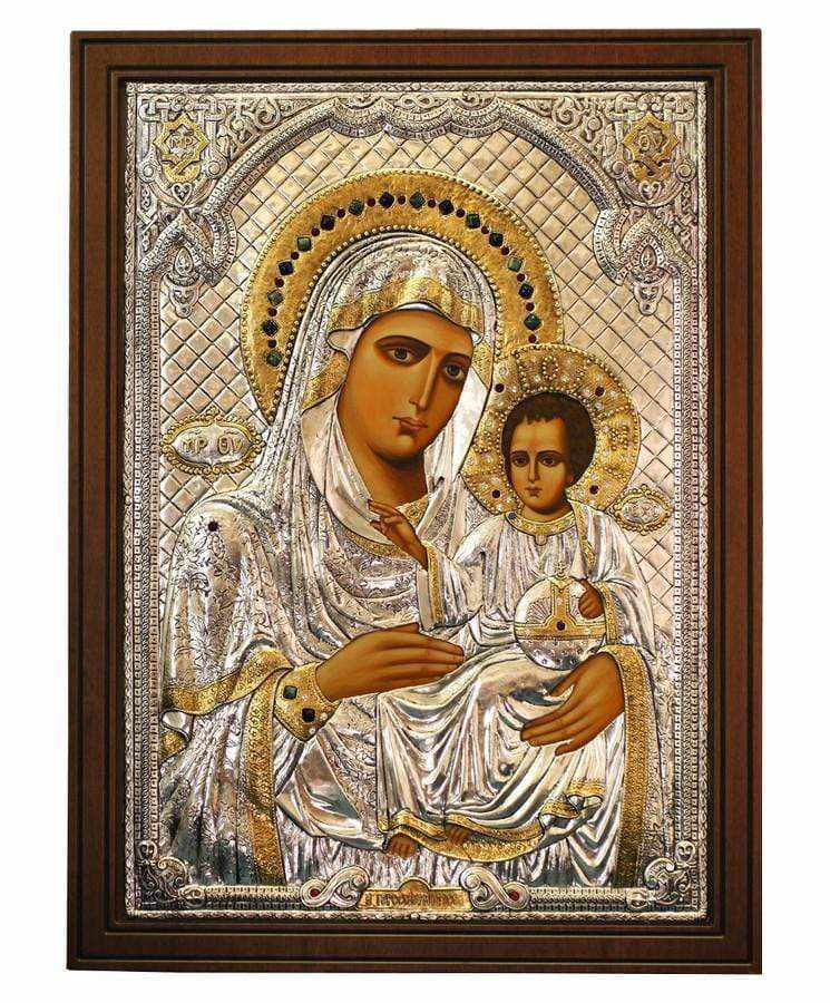 Virgin Mary Jerusalem - Silver image in wood, locally gilded - Mount Athos — additional product image 5 from Christianity Art