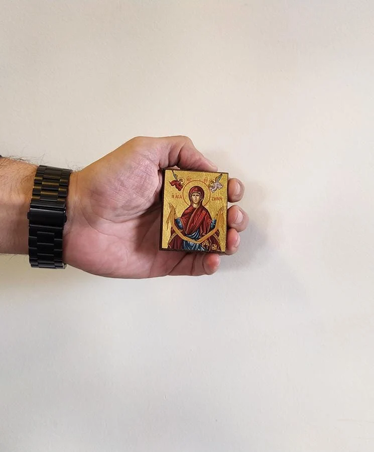Virgin Mary Holy Zone - Magnetic image on wood - Mount Athos — additional product image 5 from Christianity Art