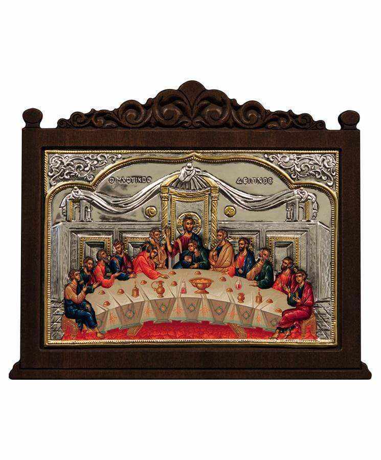 The Secret Dinner - Silver image on wood, locally gilded - Mount Athos — additional product image 4 from Christianity Art