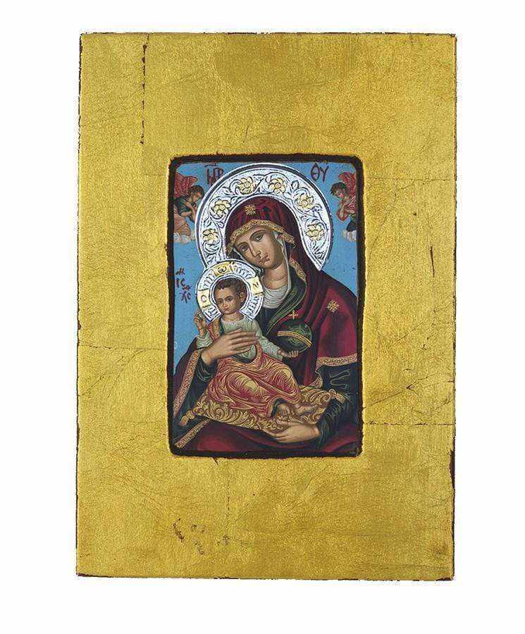 Virgin Mary Babykrateusa - Old wooden image with silver halo locally gilded - Mount Athos — additional product image 7 from Christianity Art