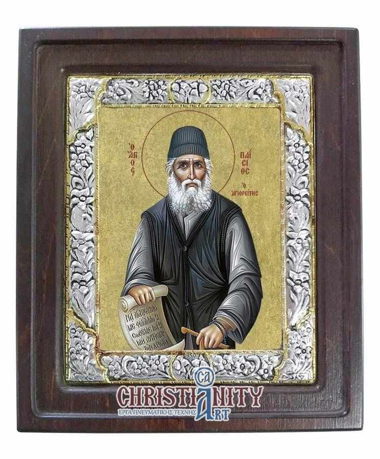 Saint Paisios - Silver image on wood, locally gilded - Mount Athos