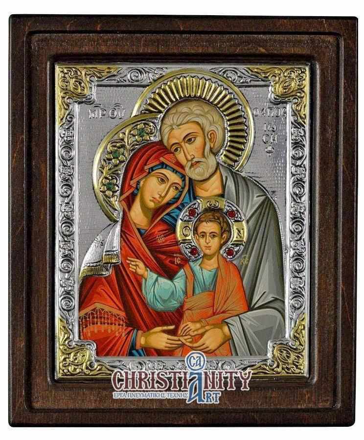 The Holy Family - Silver image in wood, locally gilded - Mount Athos — additional product image 2 from Christianity Art