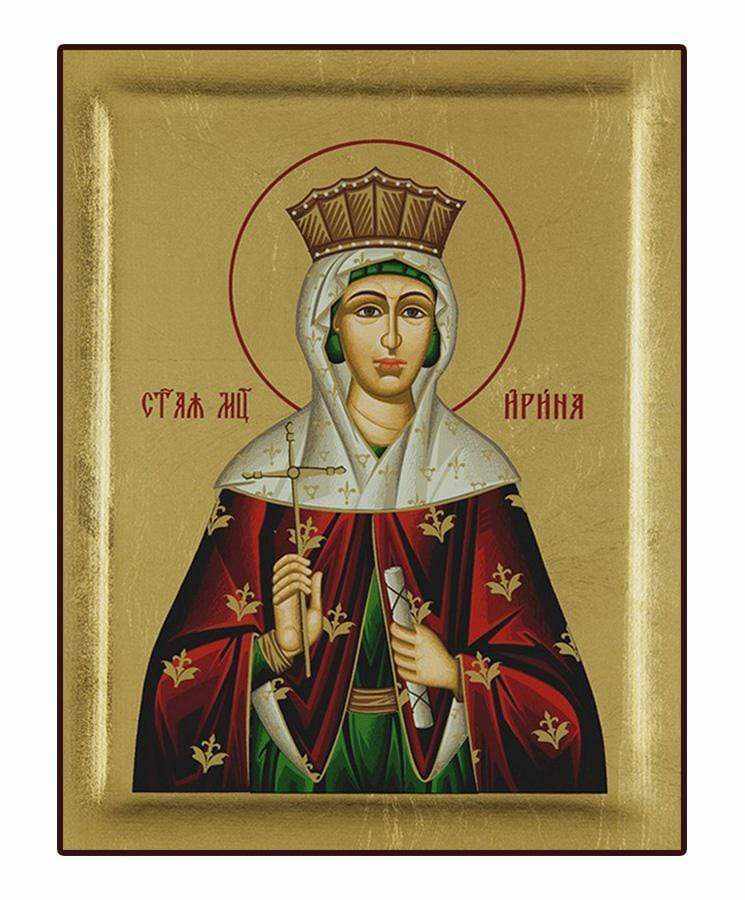 Saint Irina - Excavated wooden image on canvas with gold background - Mount Athos — additional product image 6 from Christianity Art