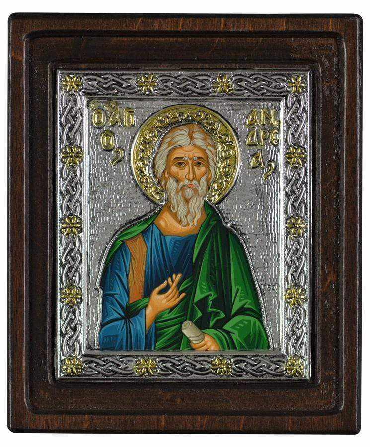 Saint Andrew - Silver icon on wood, locally gilded - Mount Athos — additional product image 4 from Christianity Art