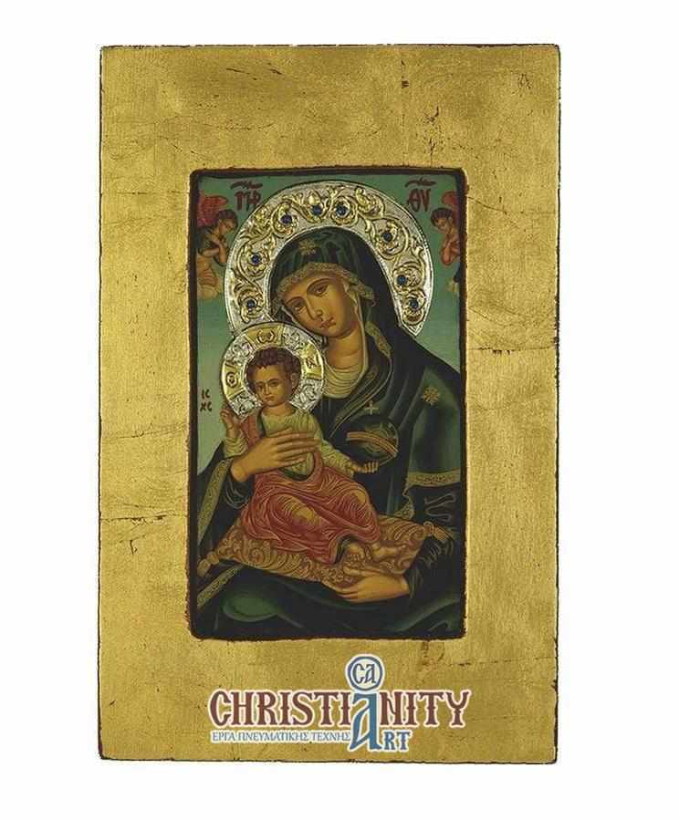 Virgin Mary Babykrateusa - Old wooden image with silver halo locally gilded - Mount Athos — additional product image 2 from Christianity Art
