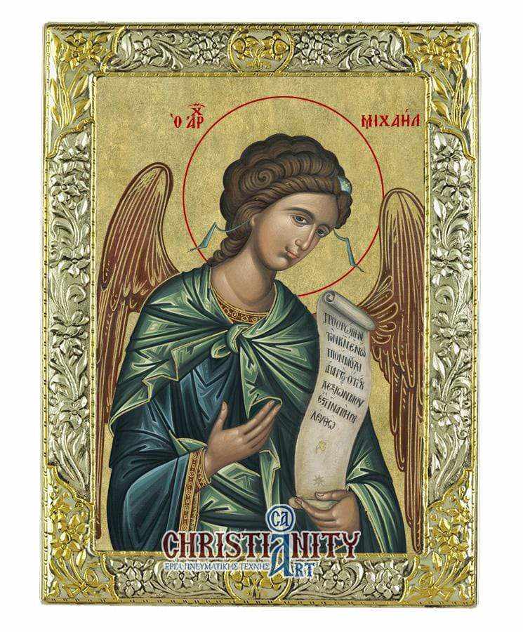 Archangel Michael - Silver image in wood, locally gilded - Mount Athos — additional product image 8 from Christianity Art