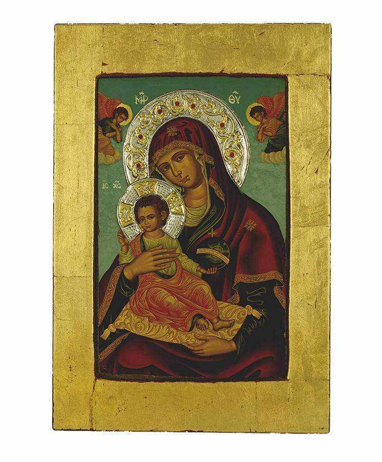Virgin Mary Babykrateusa - Old wooden image with silver halo locally gilded - Mount Athos — additional product image 9 from Christianity Art