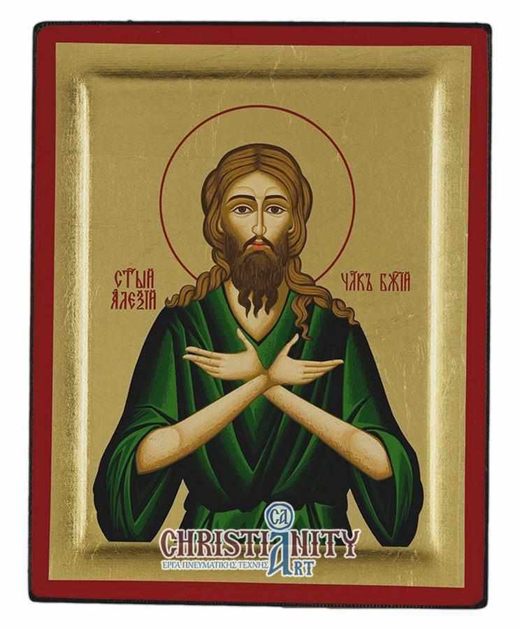 Saint Alexey - Excavated wooden image on canvas with gold background - Mount Athos — additional product image 2 from Christianity Art