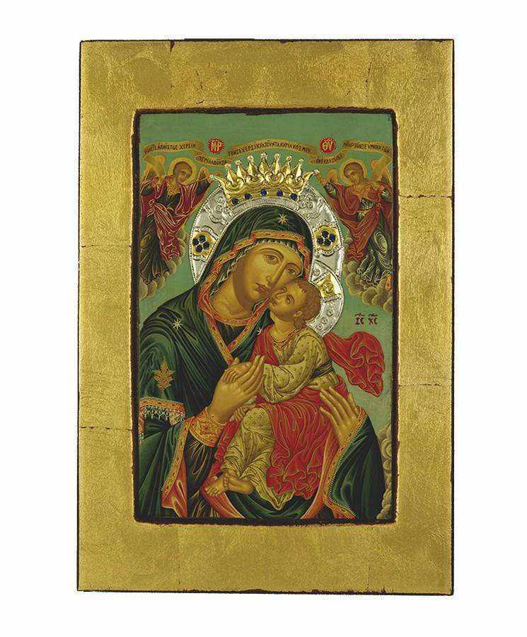 Virgin Mary Glylofilousa - Old wooden image with silver halo locally gold plated - Mount Athos — additional product image 9 from Christianity Art