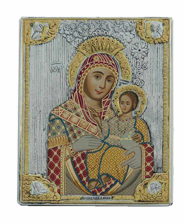 Virgin Mary Bethlehemtis - Silver image on wood, locally gilded - Mount Athos — additional product image 8 from Christianity Art