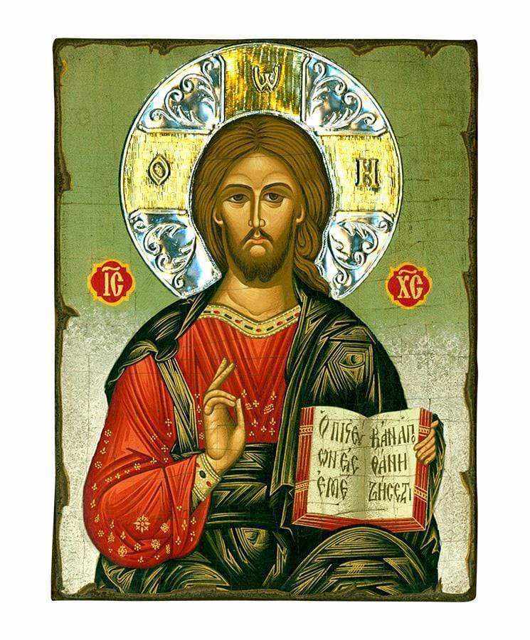 Jesus Christ Kazan - Old wooden image with silver halo locally gilded - Mount Athos — additional product image 5 from Christianity Art