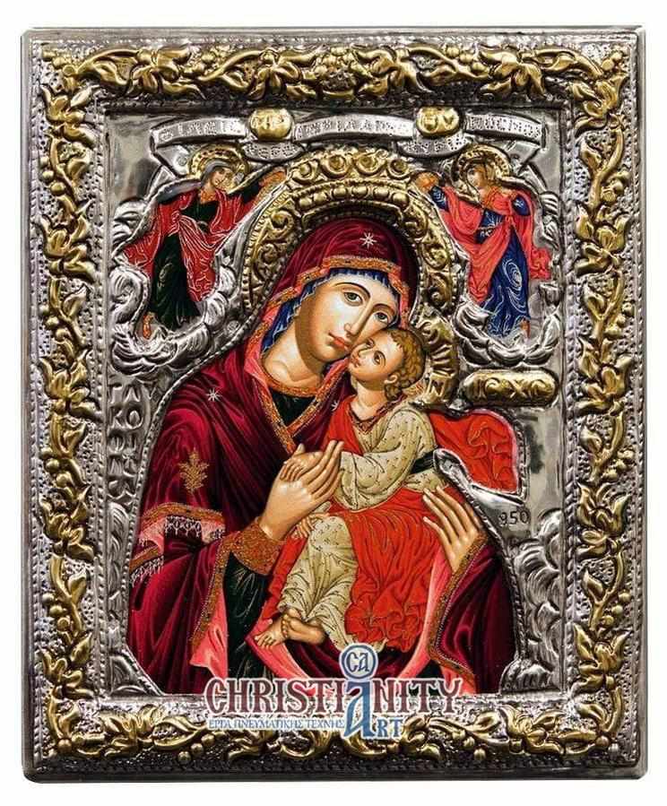 Virgin Mary Glykilisousa - Silver image on wood, locally gilded - Mount Athos