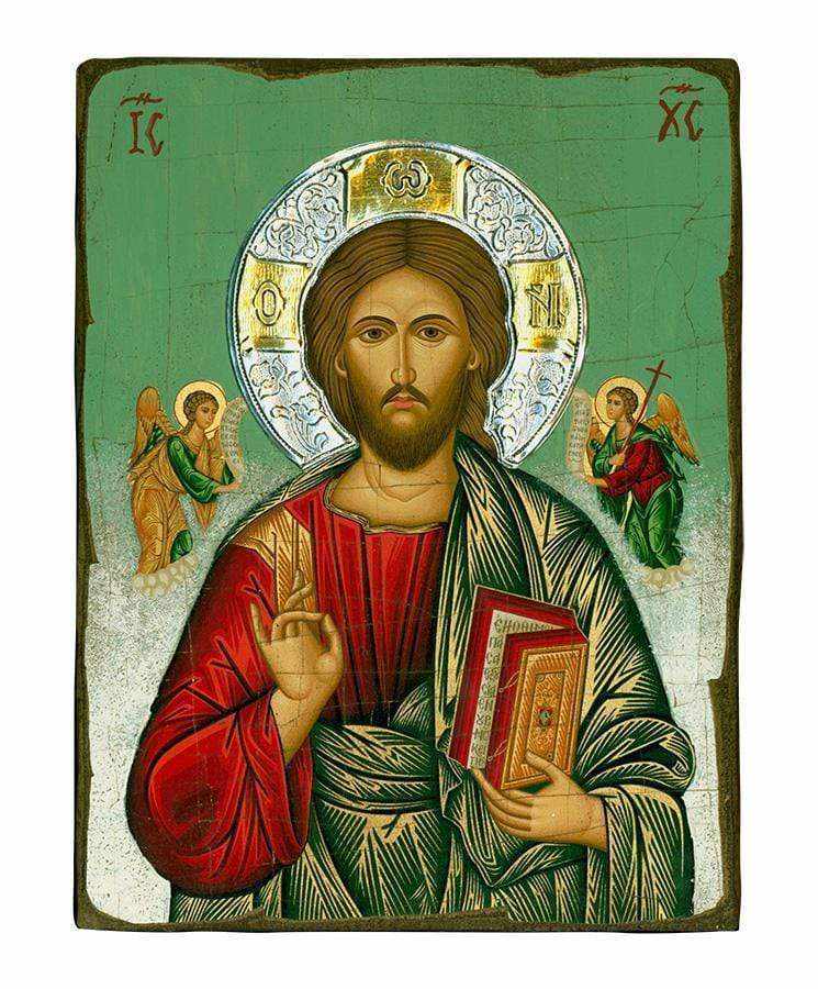 Christ Almighty - Old wooden image with silver halo locally gilded - Mount Athos — additional product image 5 from Christianity Art