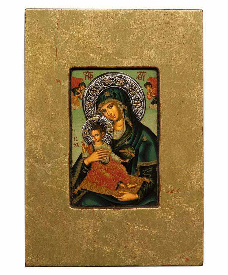 Virgin Mary Babykrateusa - Old wooden image with silver halo locally gilded - Mount Athos — additional product image 9 from Christianity Art