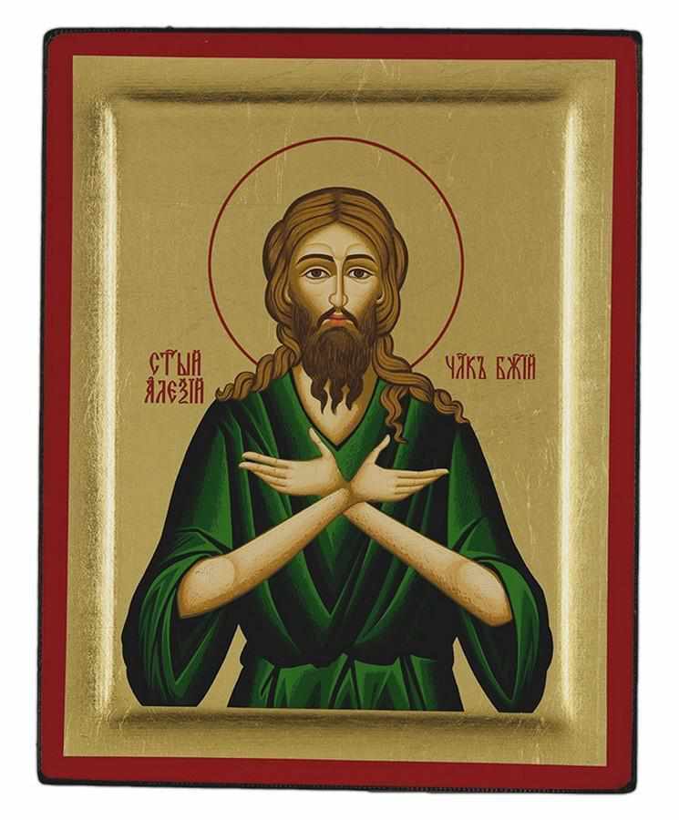 Saint Alexey - Excavated wooden image on canvas with gold background - Mount Athos — additional product image 7 from Christianity Art