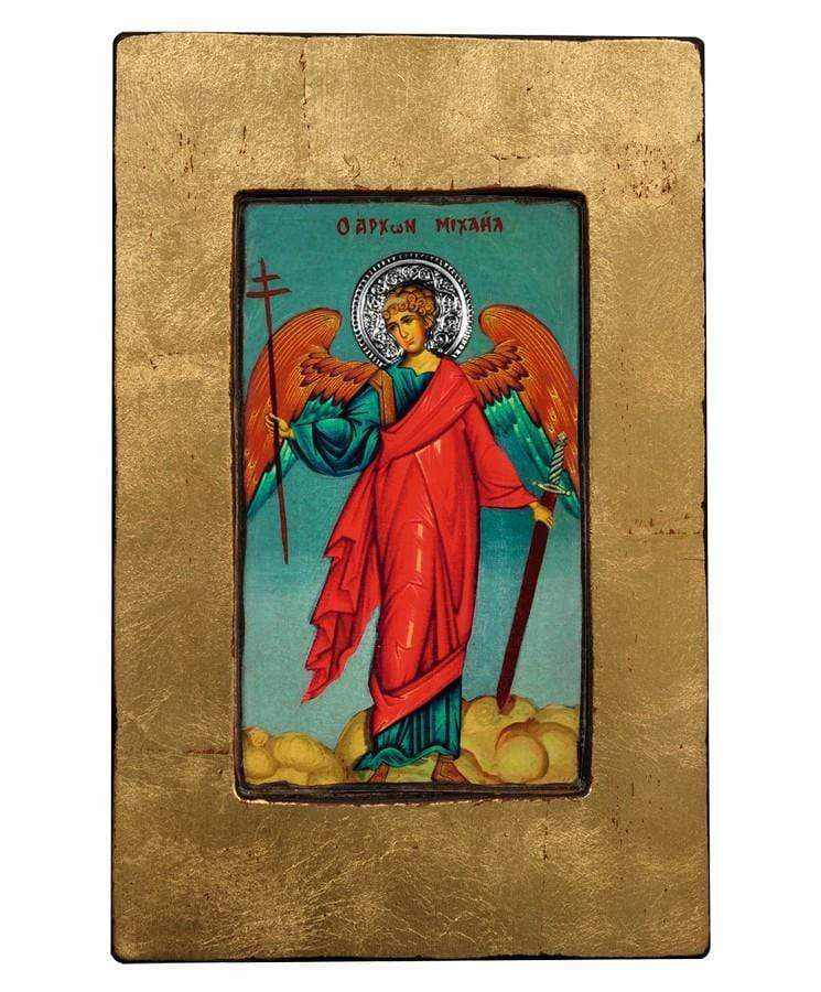 Protector Angelos - Old wooden image with silver halo locally gold plated - Mount Athos — additional product image 5 from Christianity Art