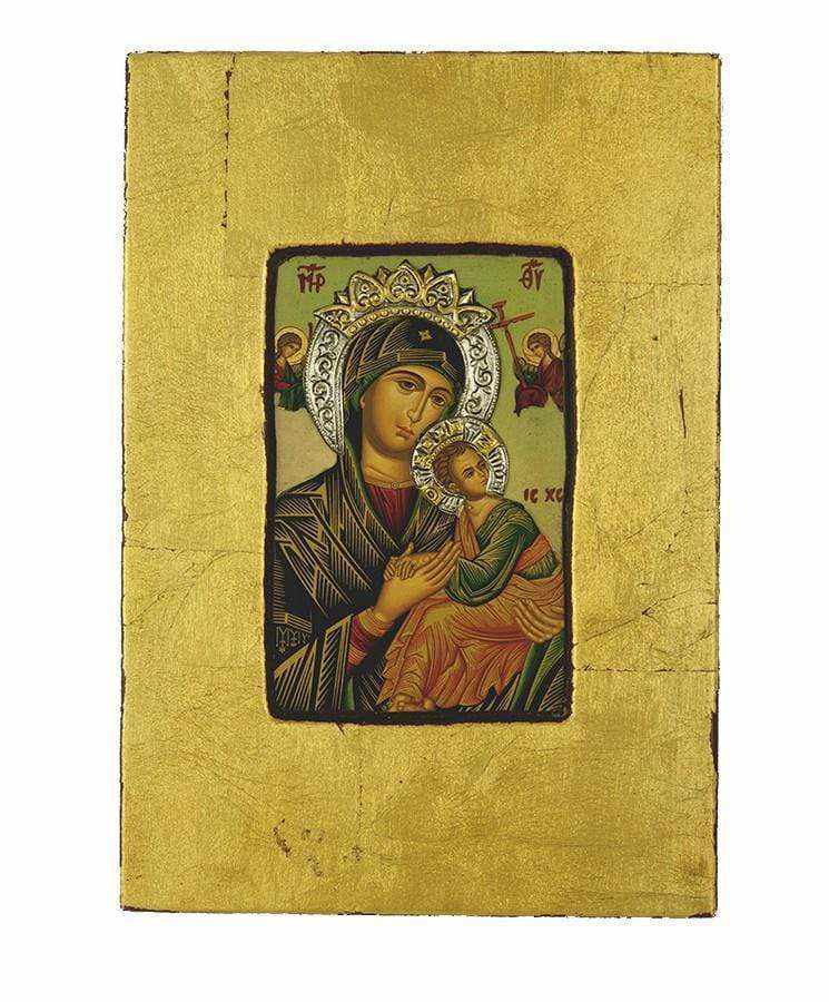Virgin Mary Permanent Help - Old wooden image with silver halo locally gilded - Mount Athos — additional product image 8 from Christianity Art