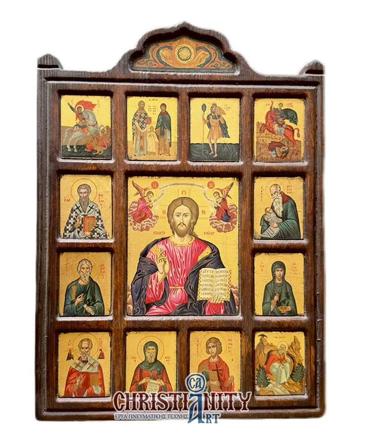 Christ Almighty - Engraved wooden image painted on canvas - Mount Athos