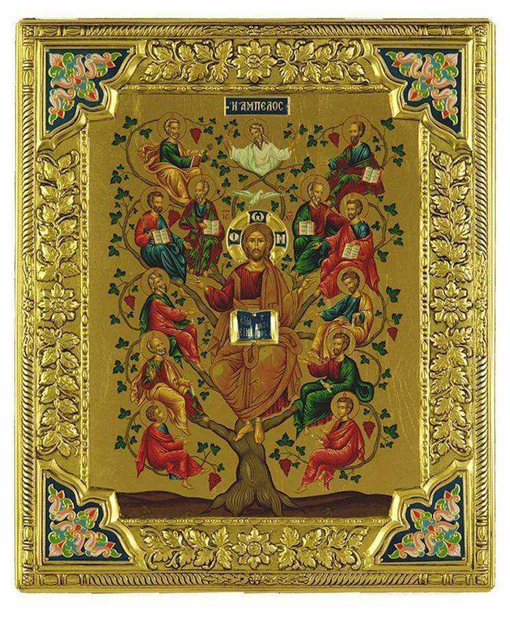 The Vine - Silver image in wood, locally gilded and decorated with enamel - Mount Athos — additional product image 4 from Christianity Art
