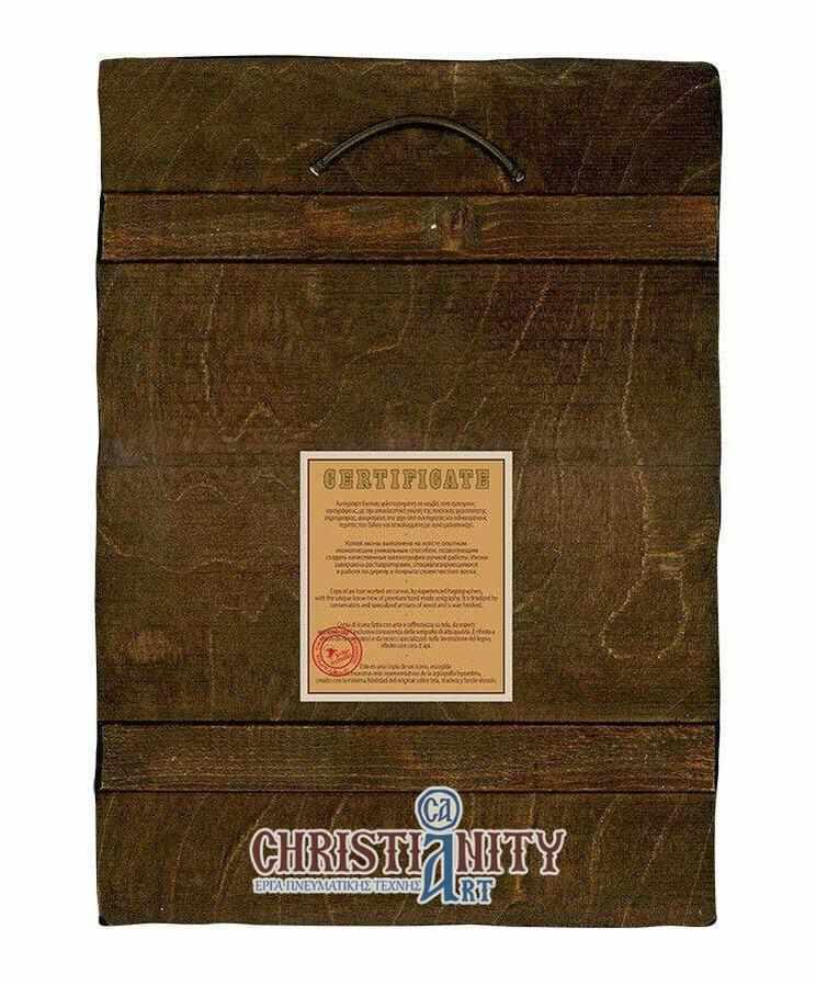 Christ Almighty - Engraved wooden image on canvas with golden background - Mount Athos — additional product image 2 from Christianity Art