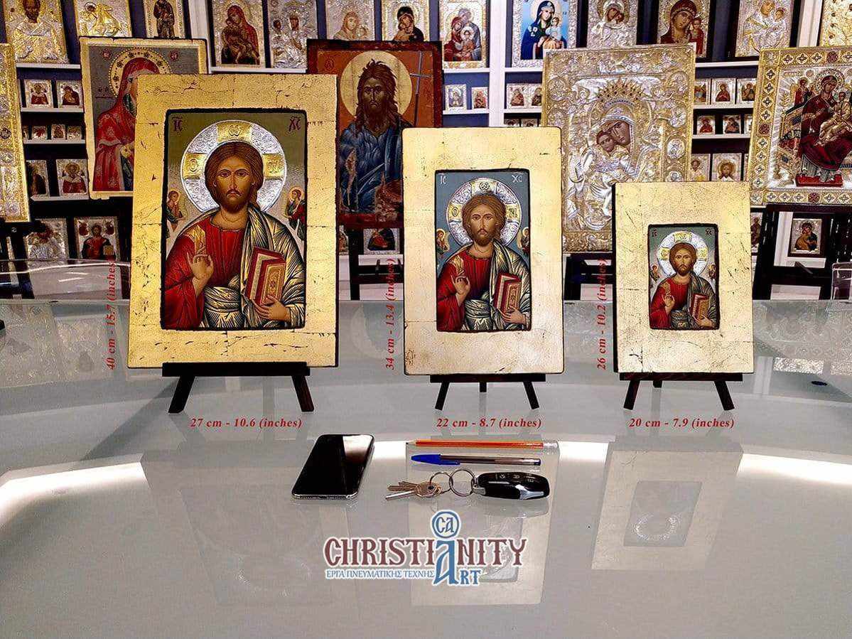 Virgin Mary of Lilies - Old wooden image with silver halo locally gold plated - Mount Athos — additional product image 3 from Christianity Art