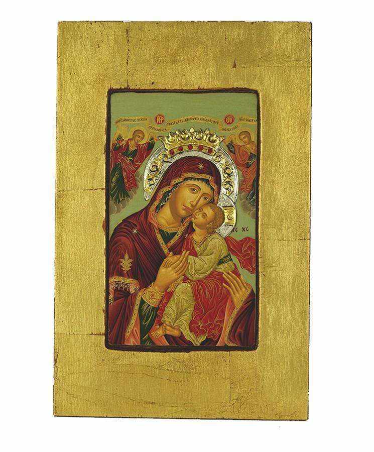 Virgin Mary Glylofilousa - Old wooden image with silver halo locally gold plated - Mount Athos — additional product image 7 from Christianity Art