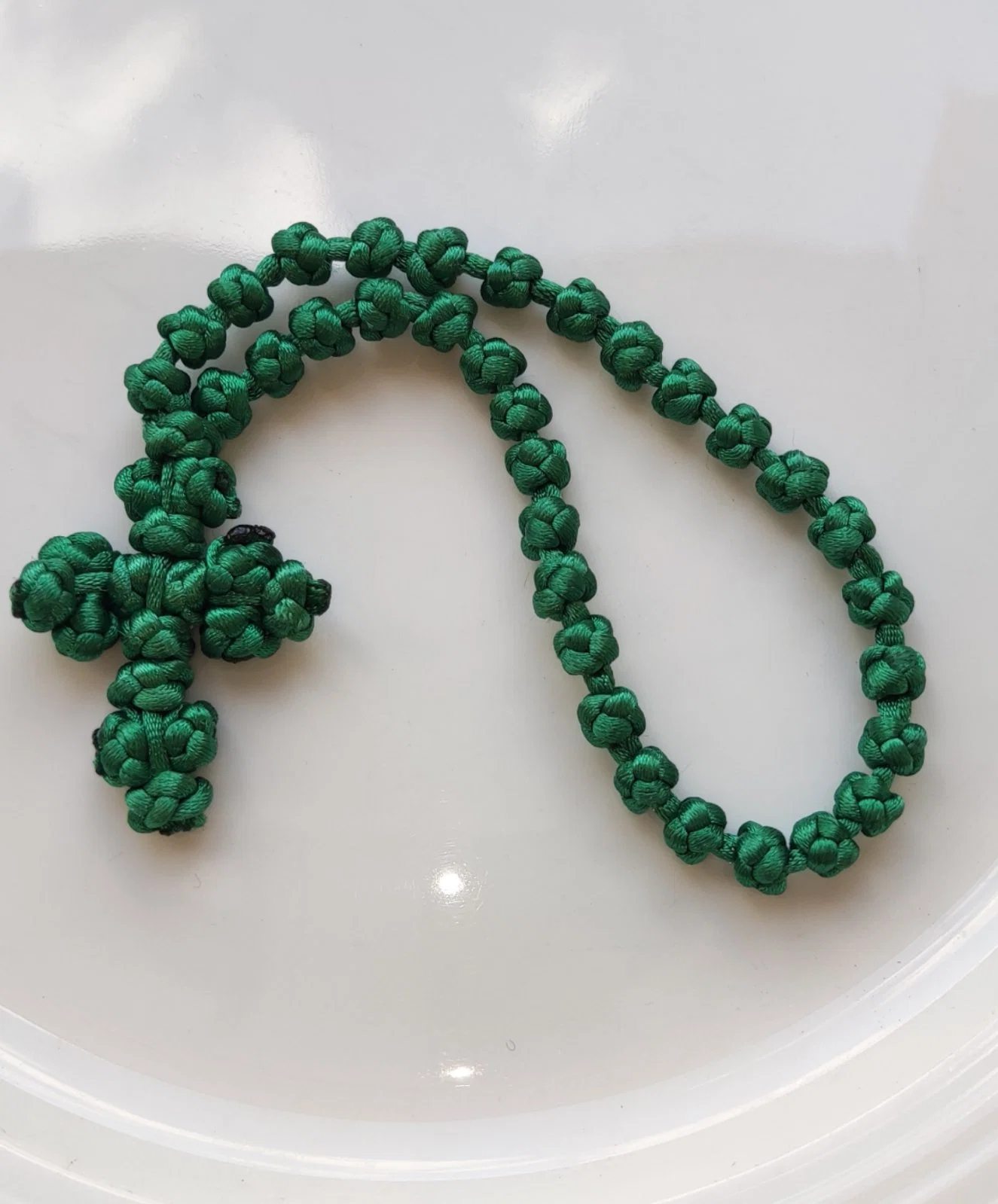 Athonite Waxed Prayer Rope with 33 Knots and Braided Cross — additional product image 3 from Christianity Art