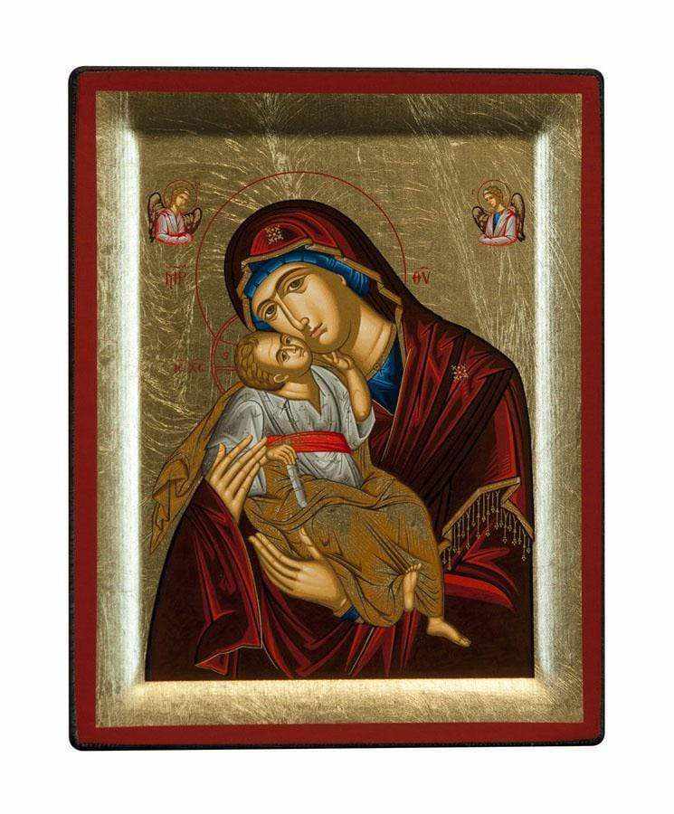 Virgin Mary Glylofilousa - Engraved wooden image on canvas with golden background - Mount Athos — additional product image 7 from Christianity Art