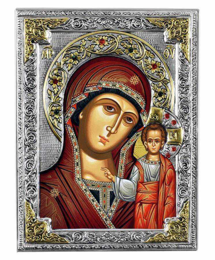 Our Lady of Kazan - Silver image in wood, locally gilded - Mount Athos — additional product image 8 from Christianity Art