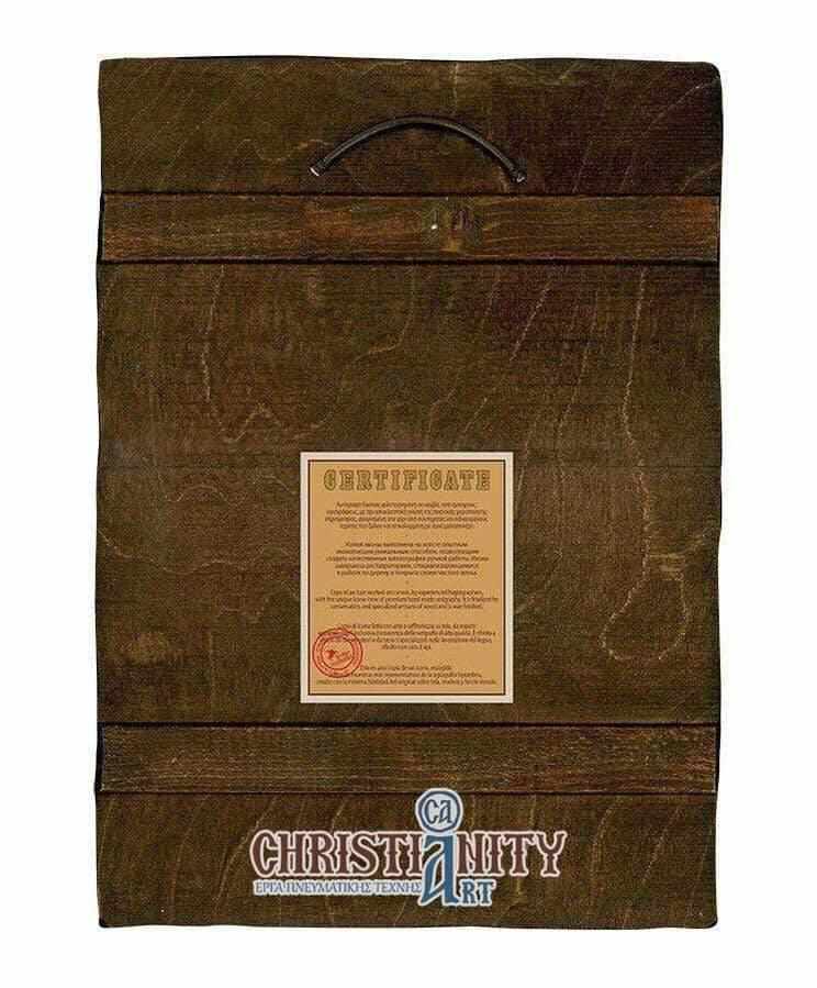 Our Lady of Lilies - Engraved wooden image on canvas with golden background - Mount Athos — additional product image 2 from Christianity Art