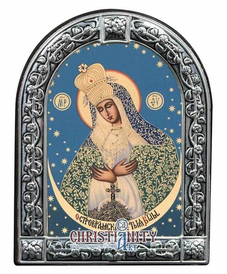 Virgin Mary Deomeni - Image in wood with indelible metal frame - Mount Athos