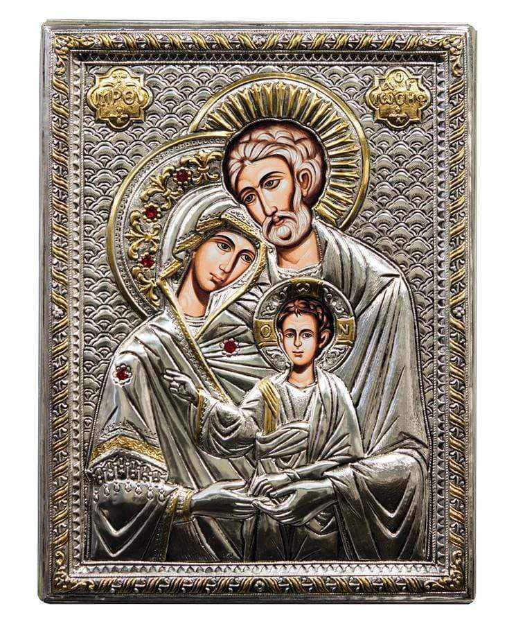The Holy Family - Silver icon on wood, locally gilded - Mount Athos — additional product image 8 from Christianity Art