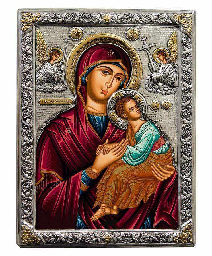 Virgin Mary of Passion - Silver image in wood, locally gilded - Mount Athos — additional product image 7 from Christianity Art