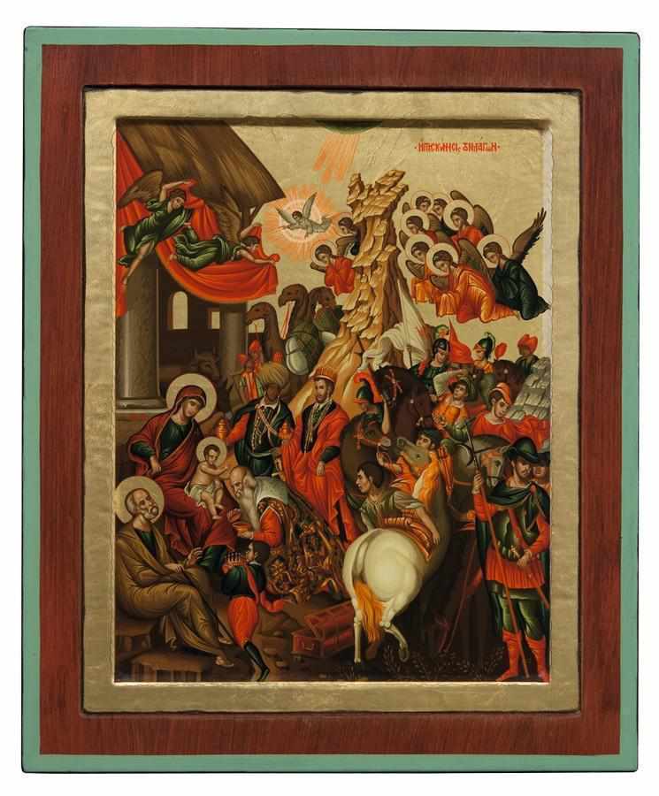 The Birth and Pilgrimage of the Wizards - Engraved wooden image crafted on canvas - Mount Athos — additional product image 3 from Christianity Art