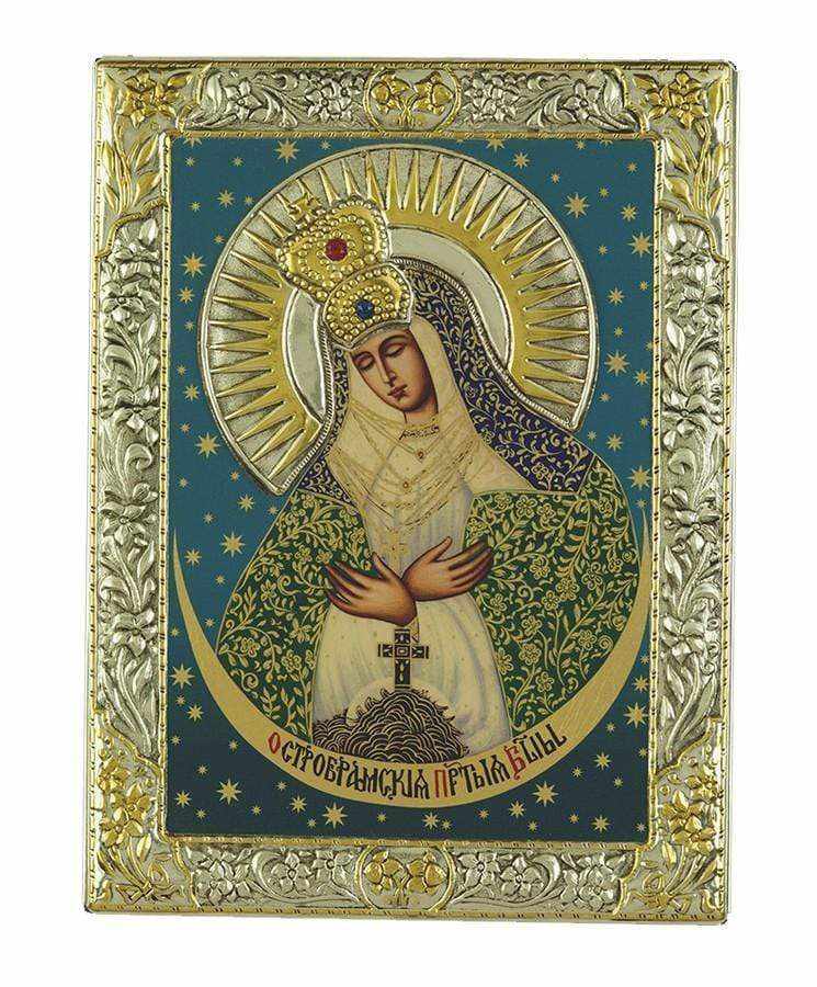 Virgin Mary Deomeni - Silver image in wood, locally gilded - Mount Athos — additional product image 9 from Christianity Art